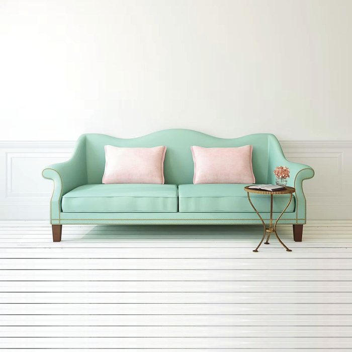 Mint sofa in a bright room